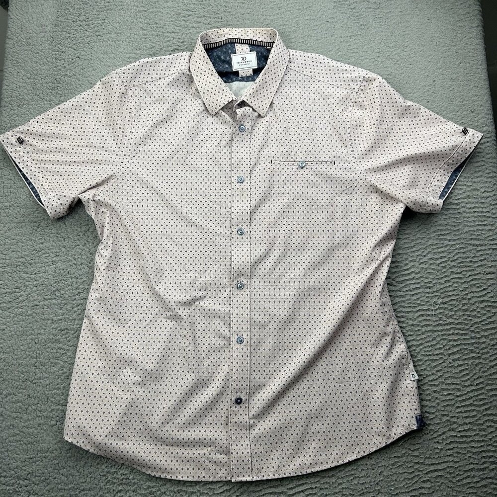 7 Diamonds Liberty 4 Way Stretch Button Up Shirt Mens Size XL Light Pink Pattern